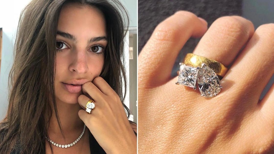 Emily Ratajkowski two stone ring