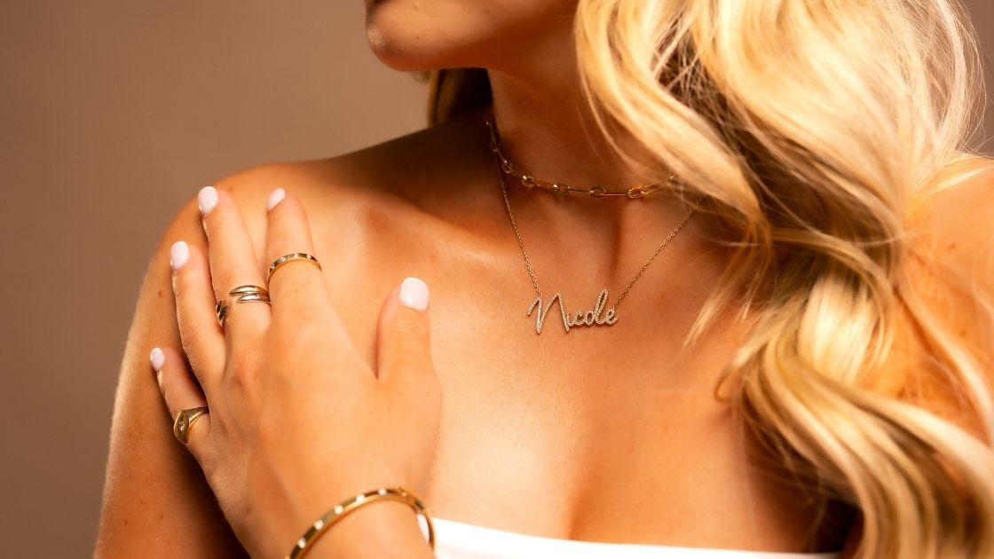 Jewellery Gifts Diamond Name Necklace Argent & Asher