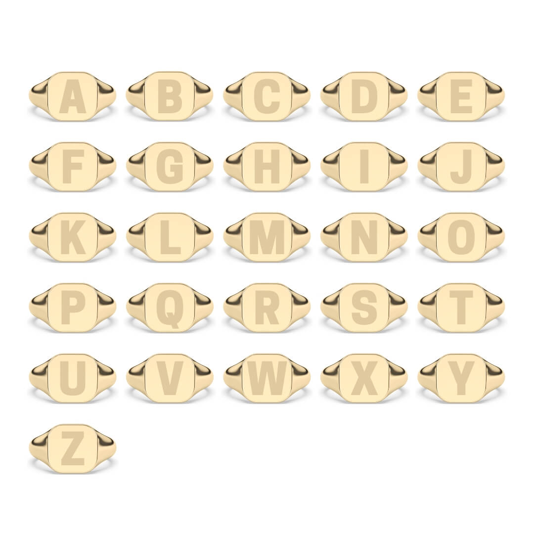 initial ring in 14k solid gold set with diamonds