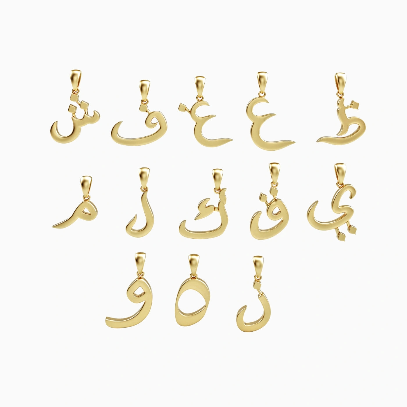arabic letter pendant alphabet yellow gold