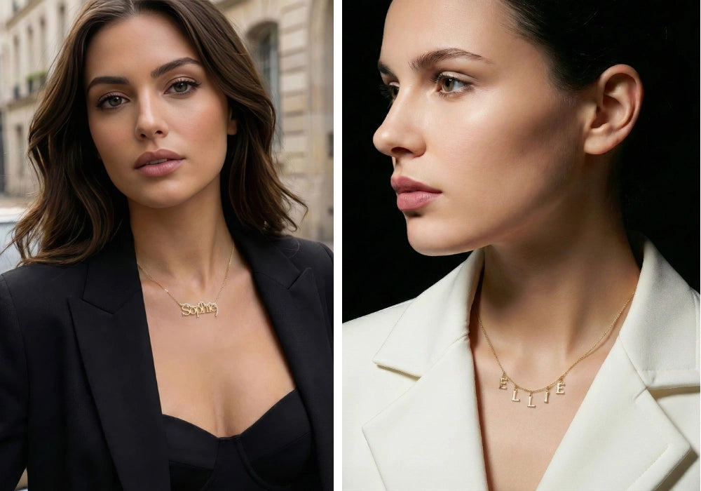 gold or diamond name necklace buying guide