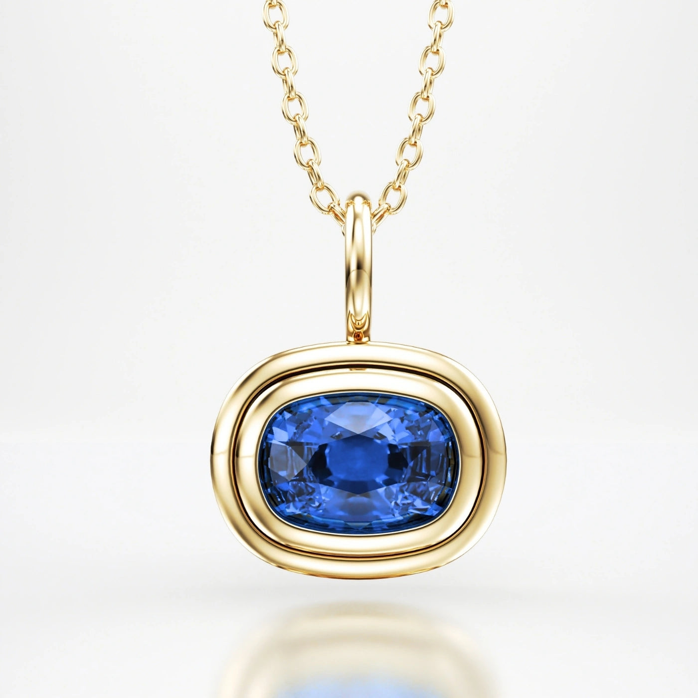 cushion cut gemstone pendant blue sapphire