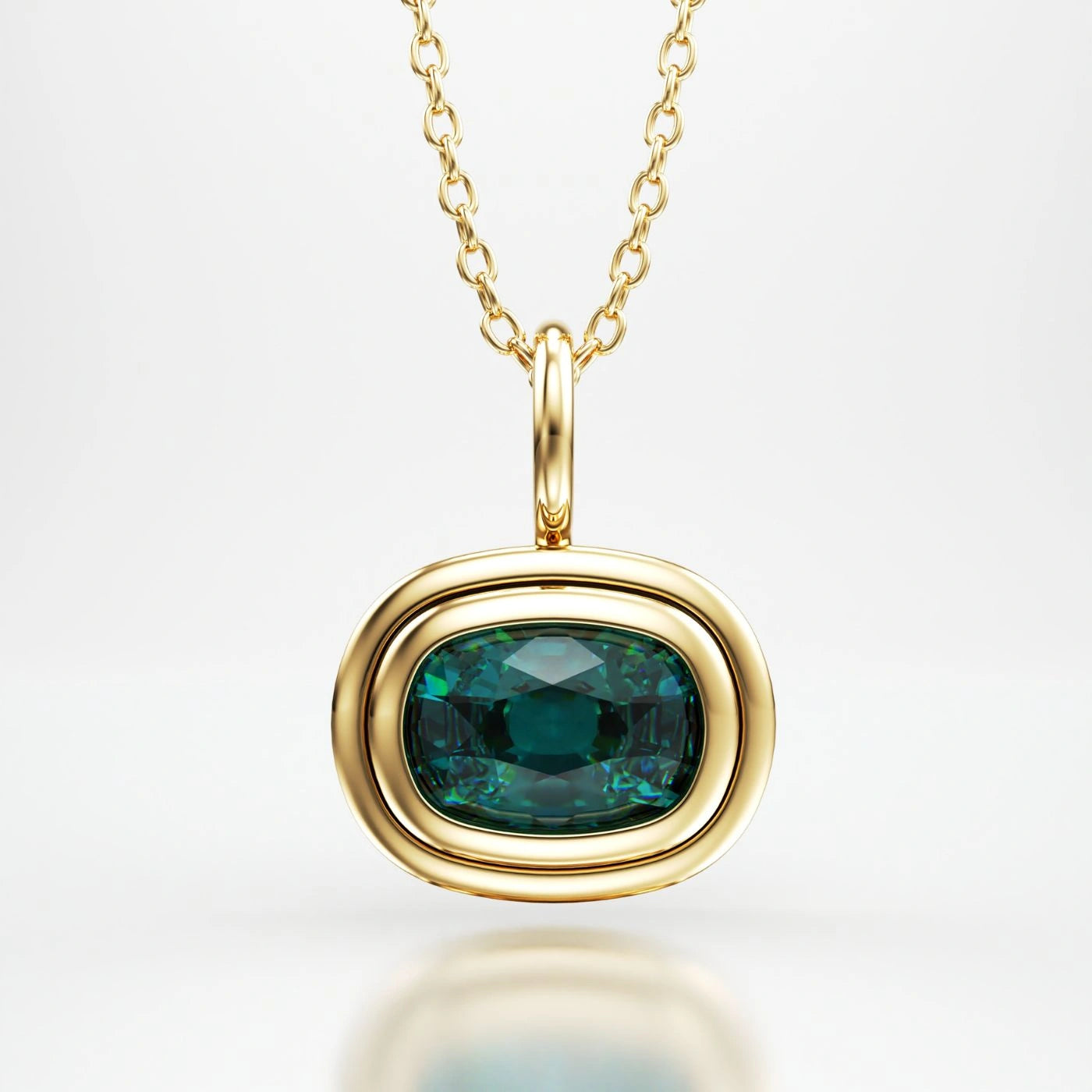 cushion cut gemstone pendant teal tourmaline