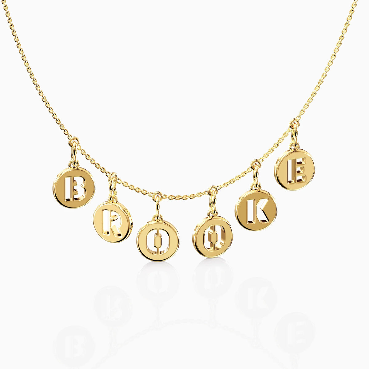 gold disc necklace, engraved name disc, solid gold