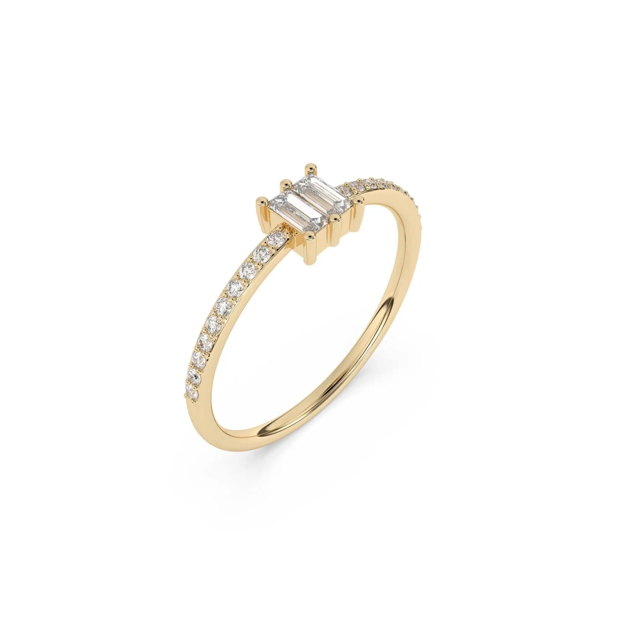 diamond baguette ring handmade in 14k solid gold
