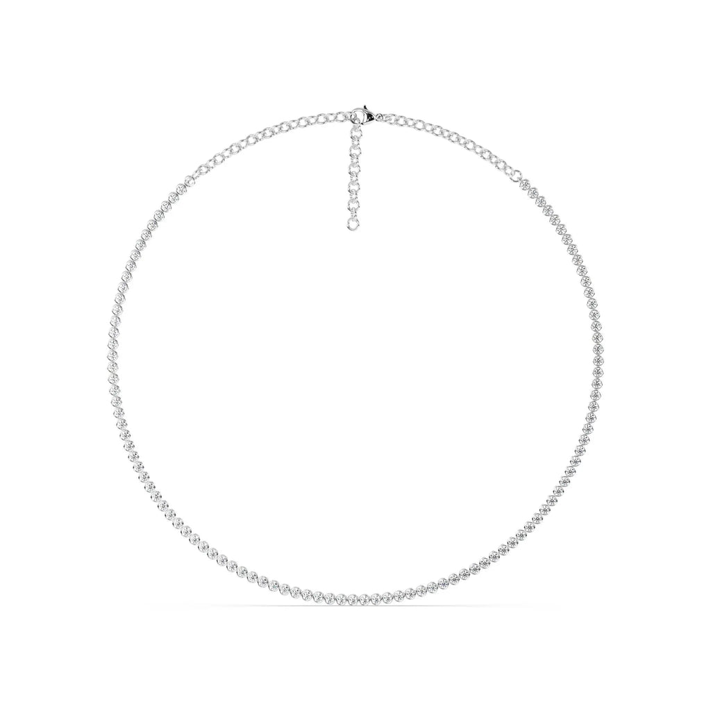 Diamond tennis necklace with a bezel setting in 18k solid gold