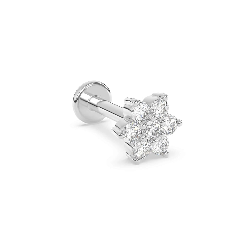 diamond flower earring in white gold