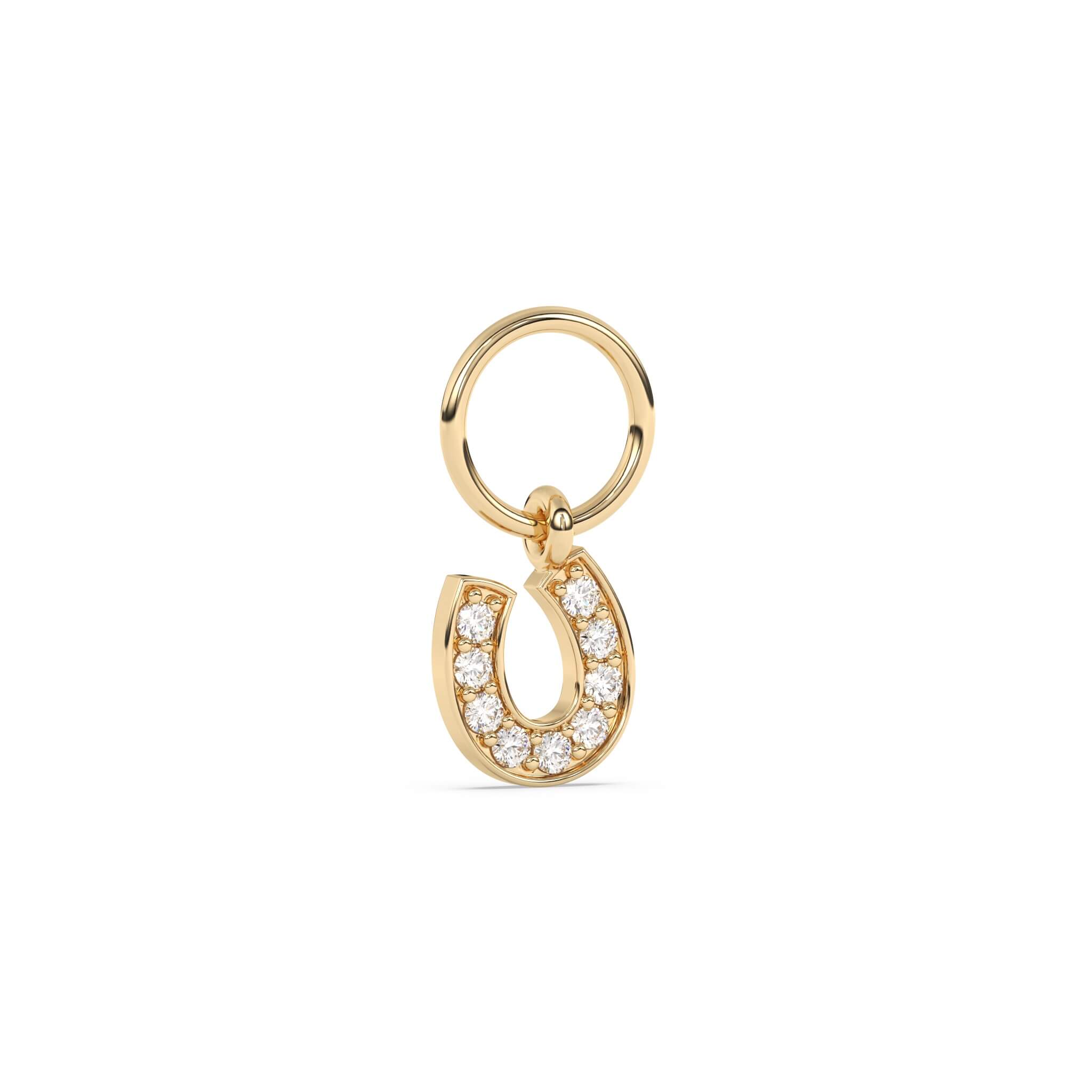 diamond horseshoe earring charm in 14k solid gold