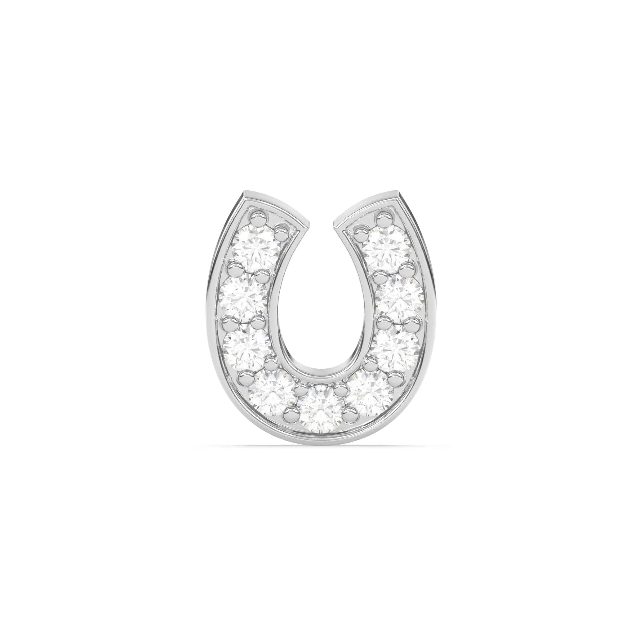 lucky horseshoe earring handmade with diamonds set in 14k solid gold