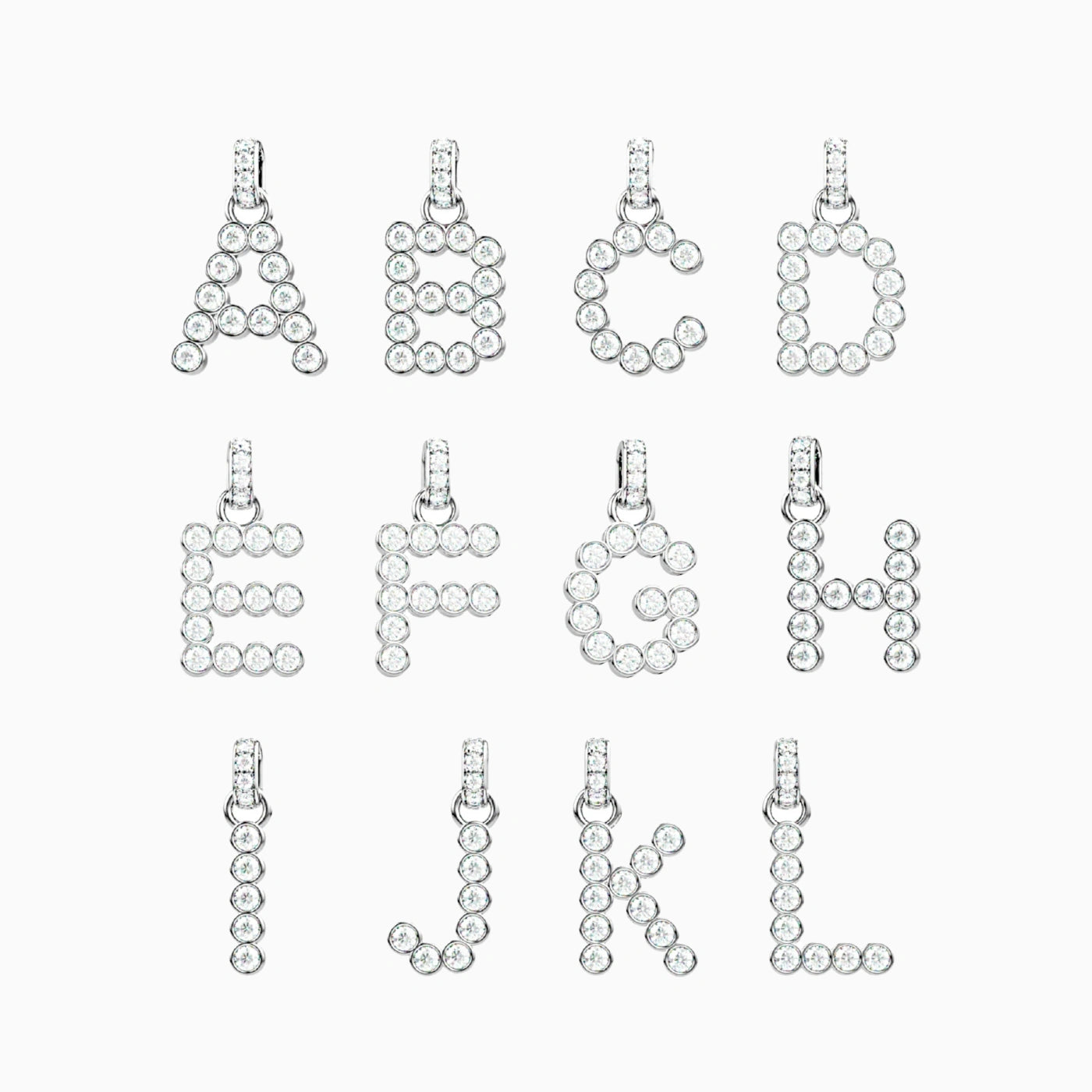 diamond initial pendant alphabet in white gold with diamond bail