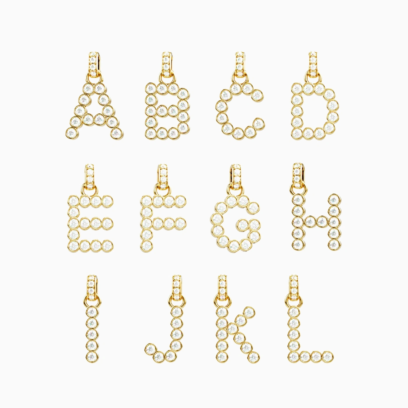 diamond initial pendant alphabet in yellow gold with diamond bail