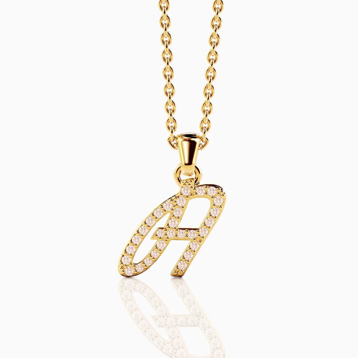 script Diamond initial Necklace