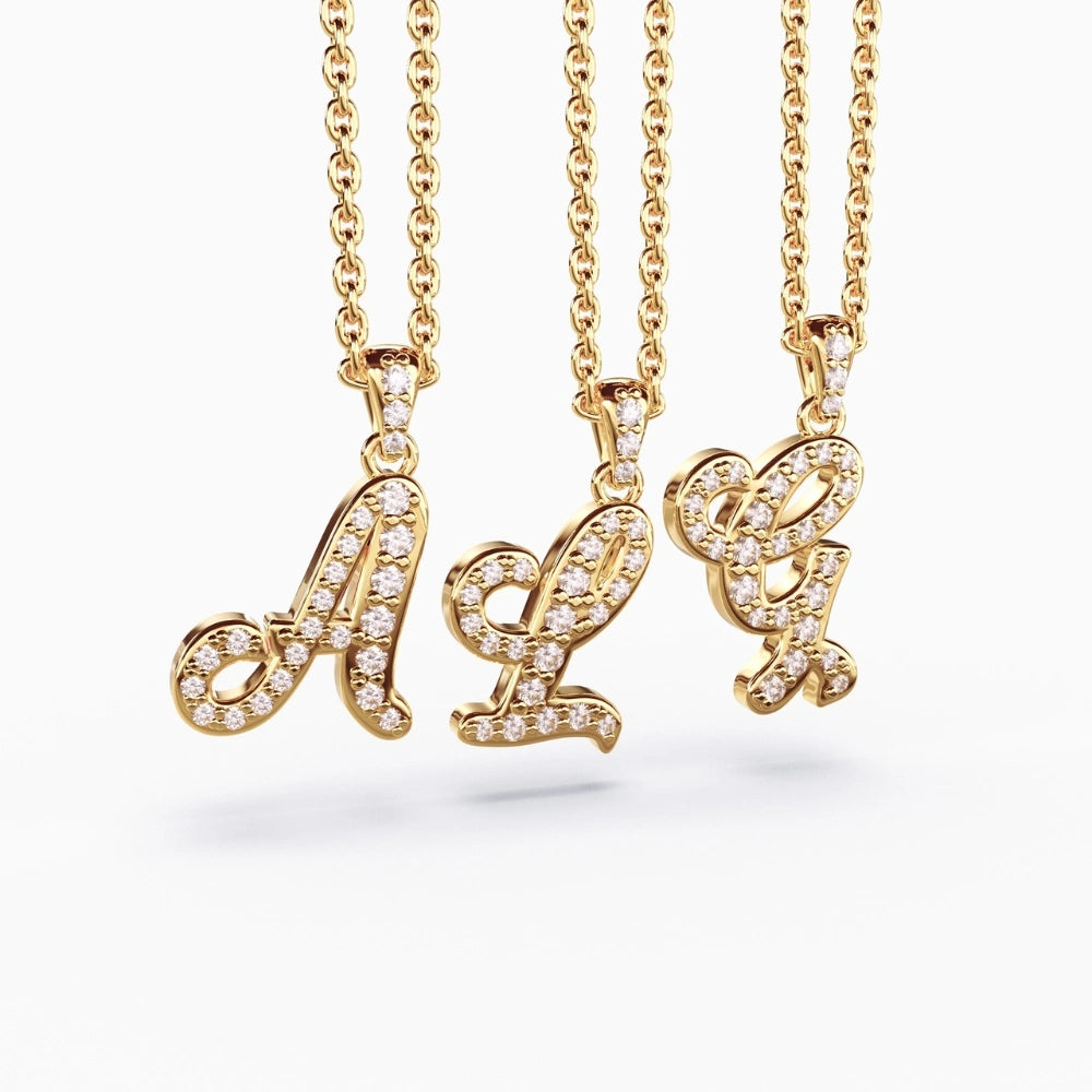 diamond letter pendant