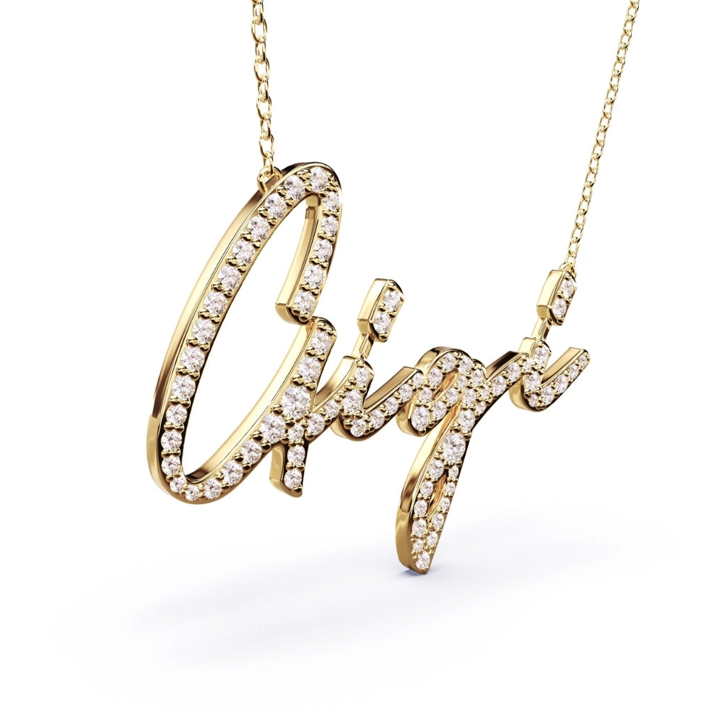 Diamond Name Necklace Argent Asher