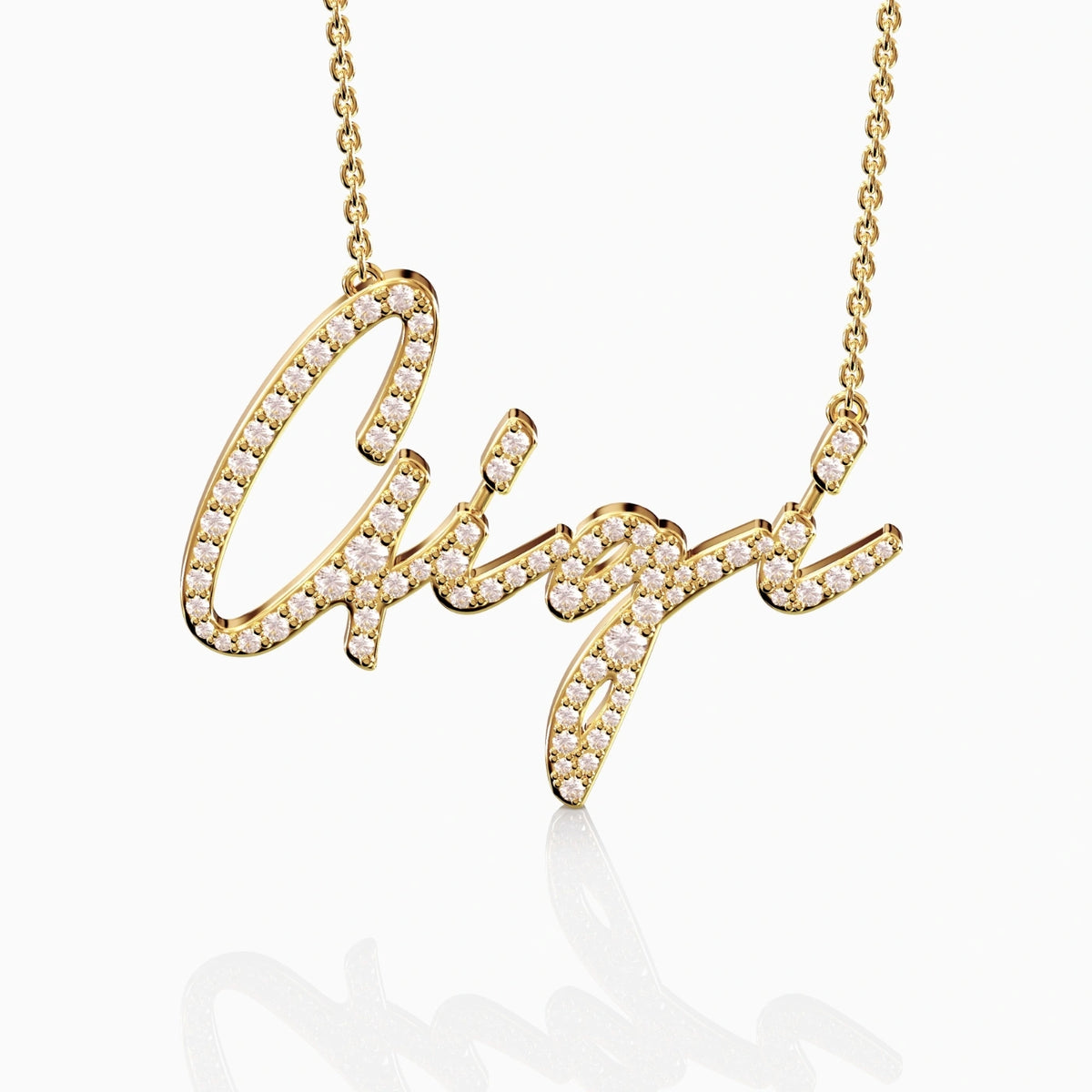 signature diamond name necklace, Argent & Asher London