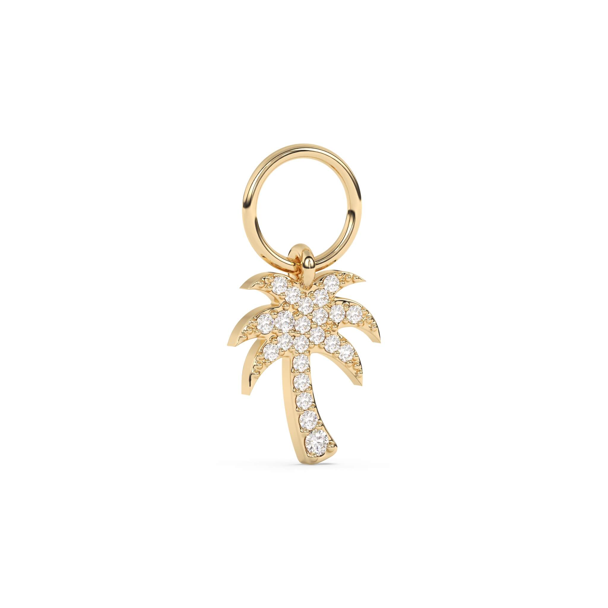 diamond palm tree earring charm set in 14k solid gold