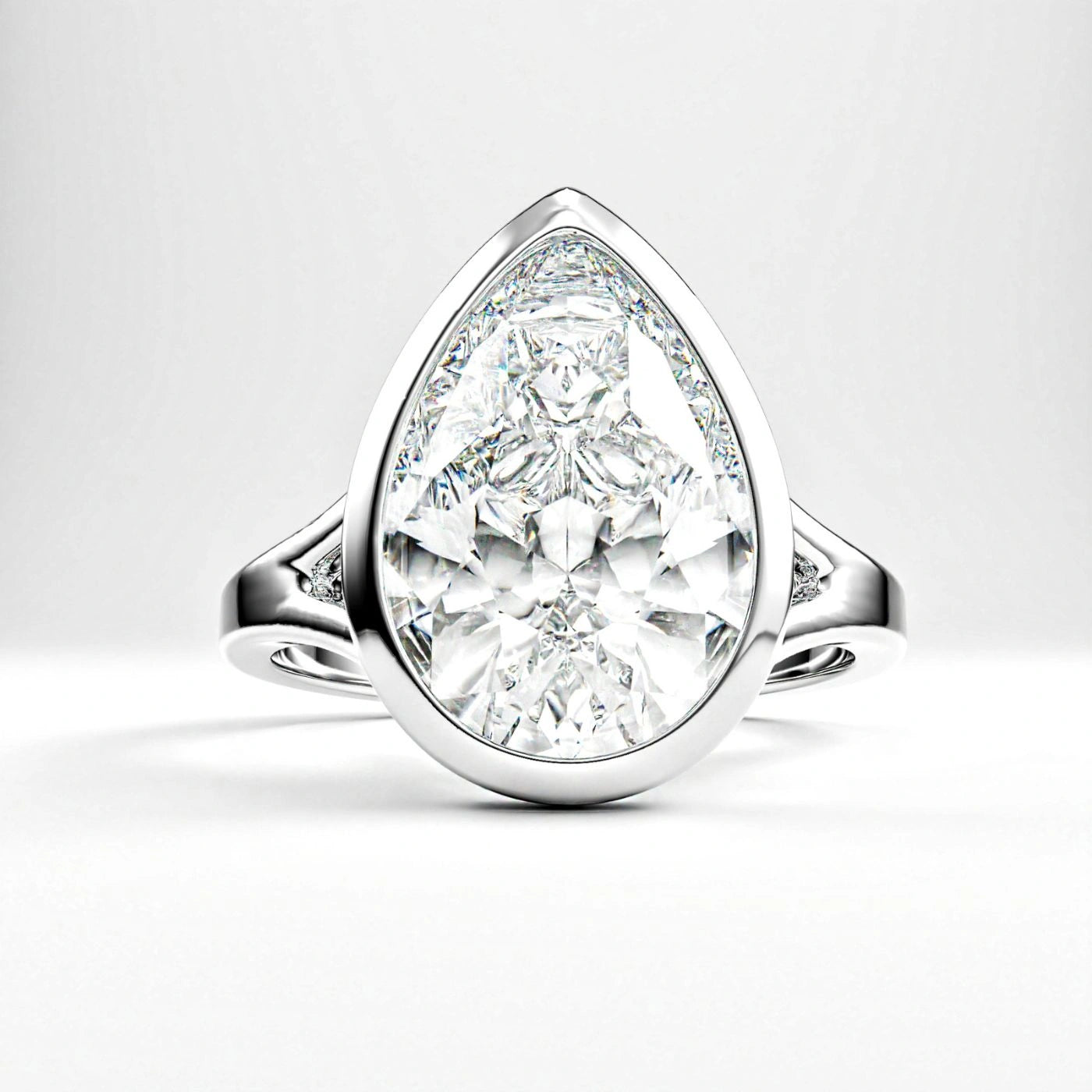 pear cut diamond ring handmade in 14k gold
