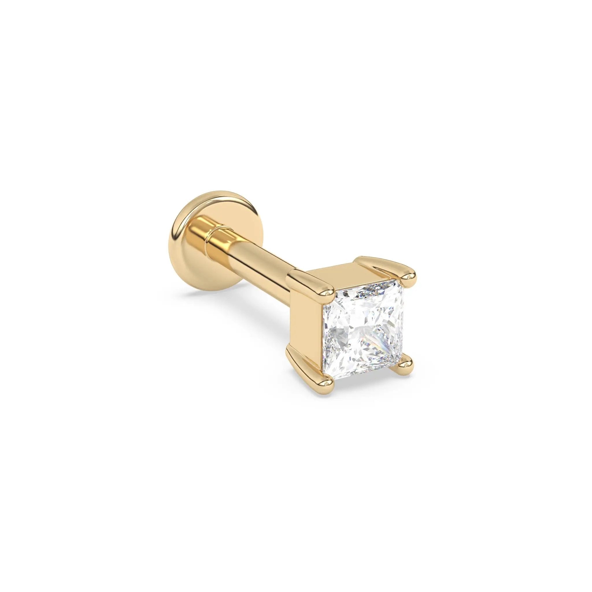 diamond stud earring handmade with and set in 14k solid gold