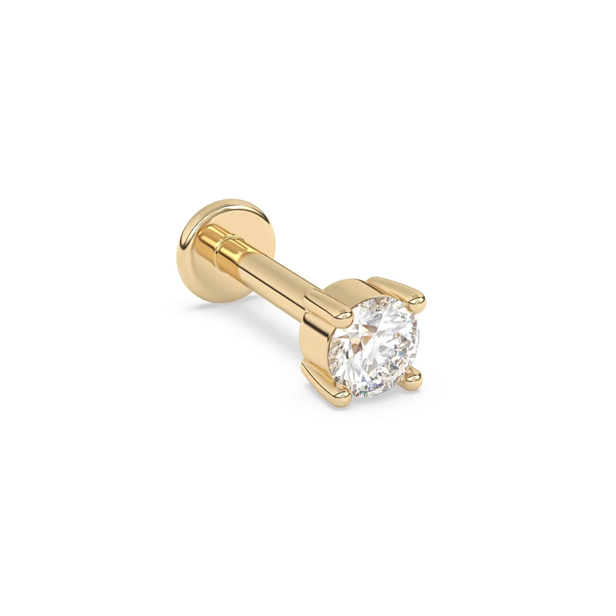 diamond stud earring handmade with and set in 14k solid gold
