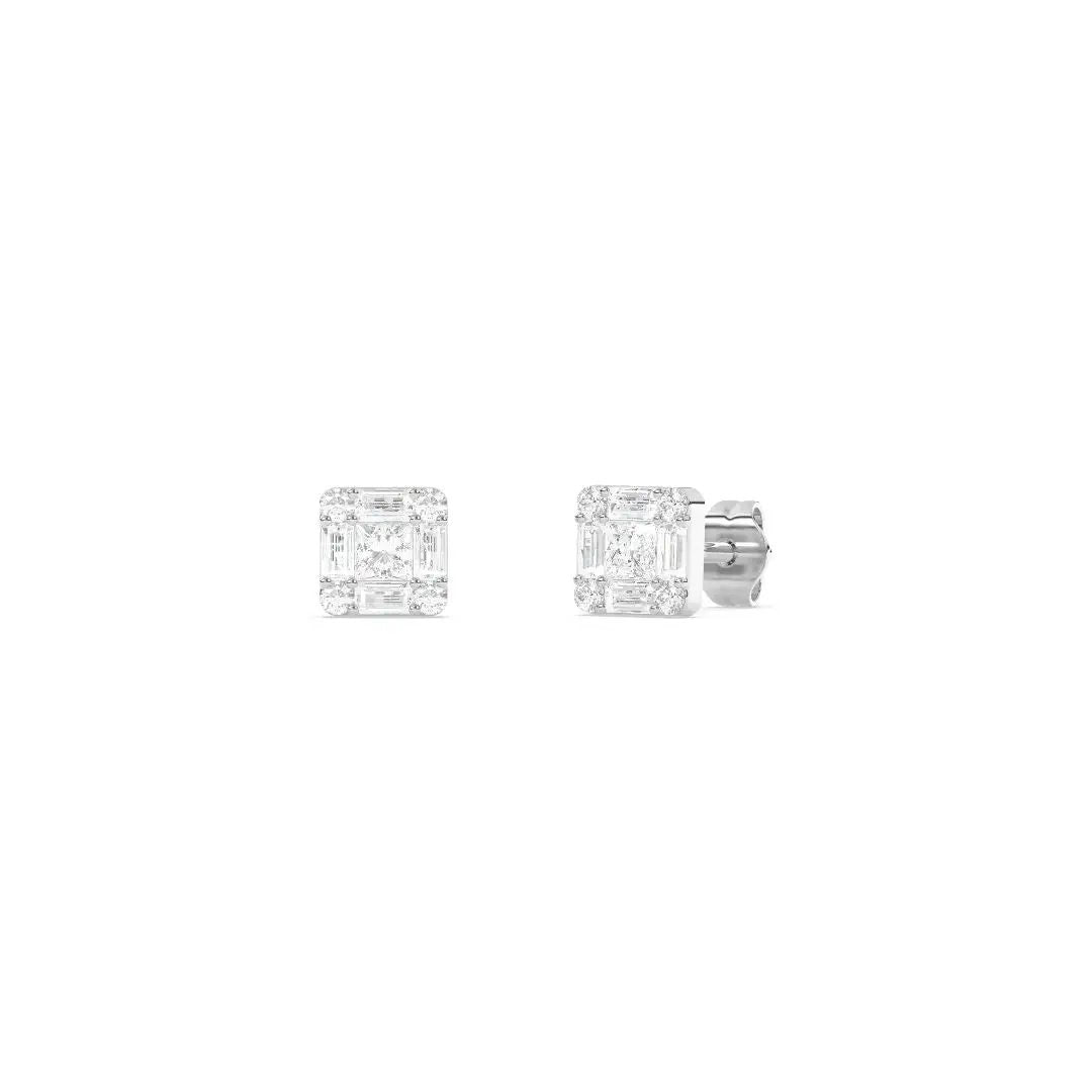 diamond stud earrings in 14k solid white gold