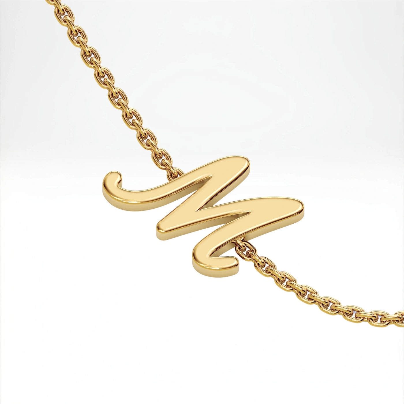 double initial necklace in yellow gold
