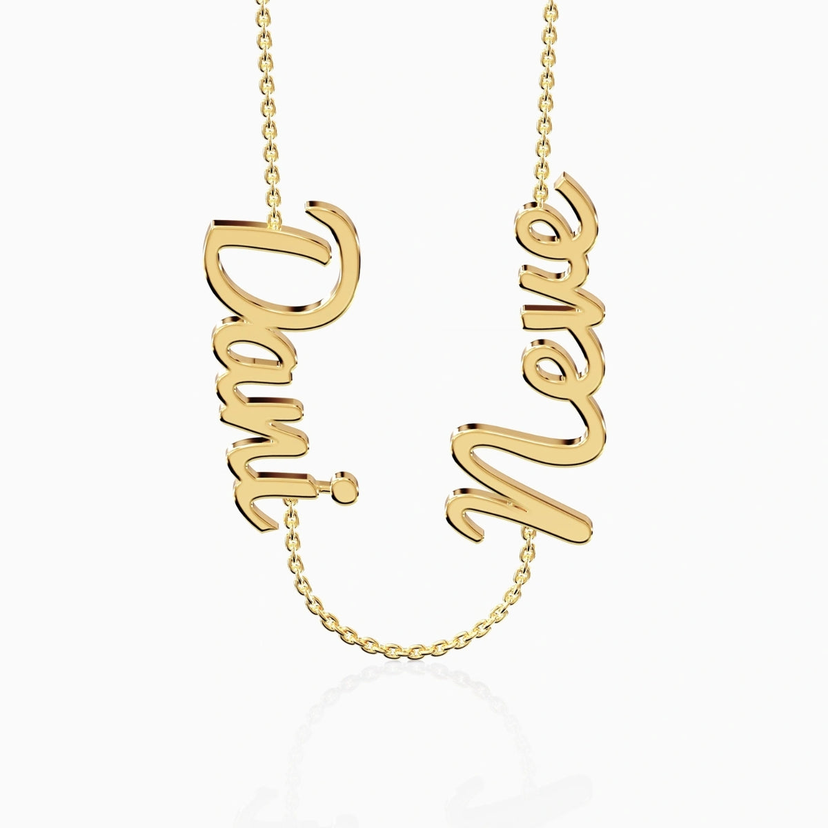 Double Name Necklace Gold