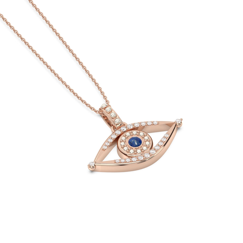 evil eye with diamond and pearl rose gold