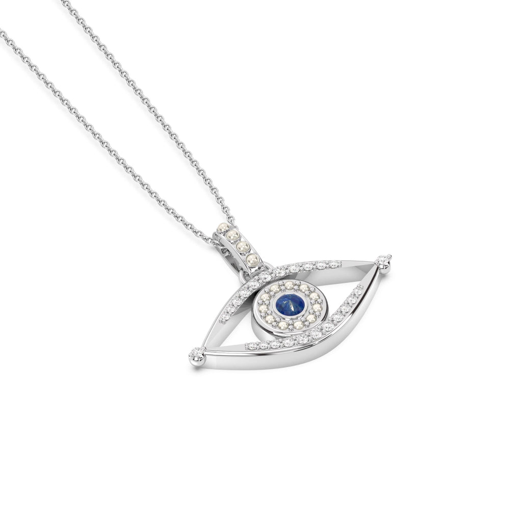 evil eye with diamond and pearl white gold