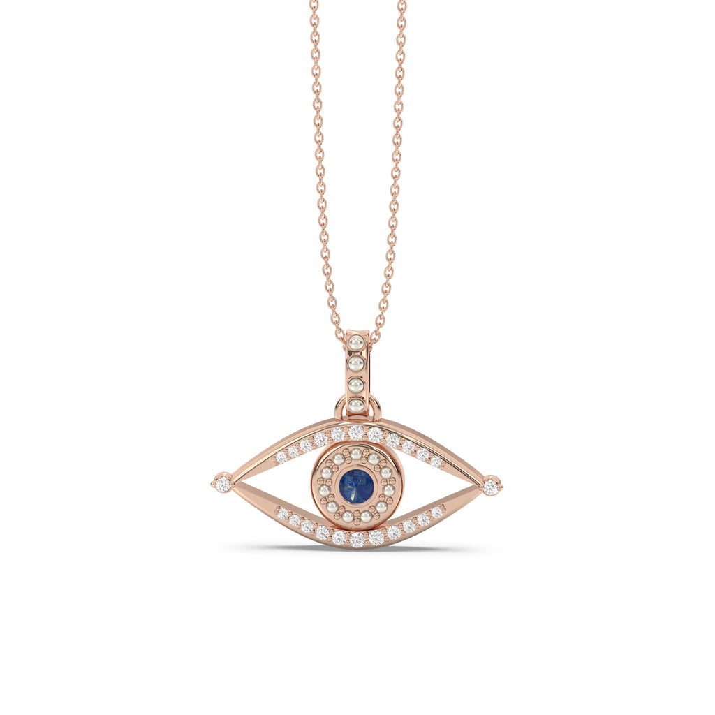 evil eye with pearl and diamond rose gold