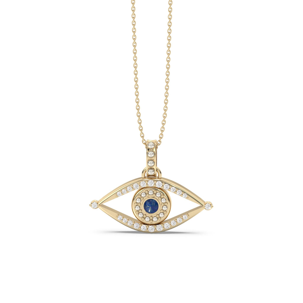 evil eye with pearl and diamond yellow gold