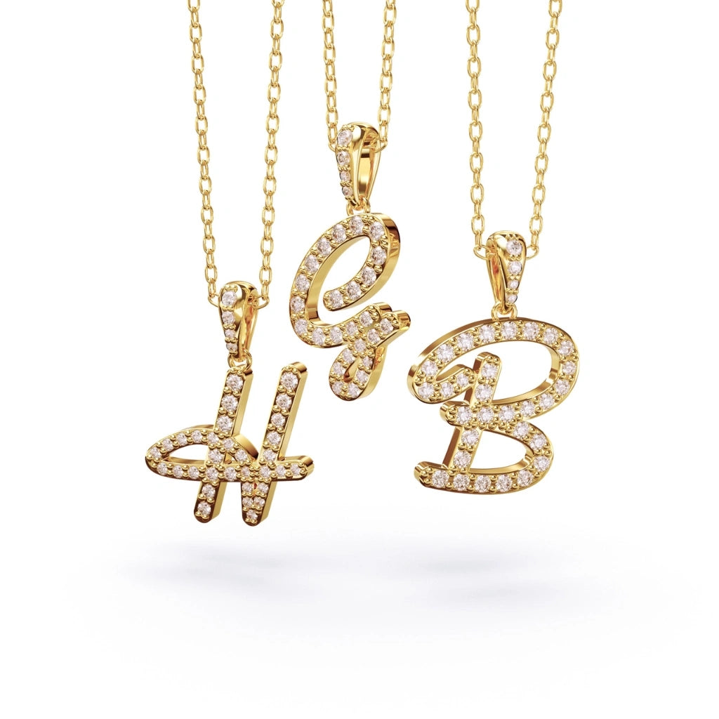 gold and diamond initial necklace