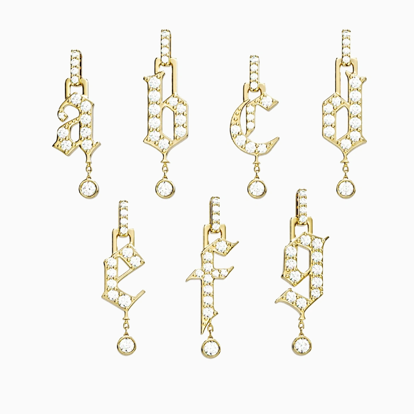 gold and diamond initial necklace in yellow gold with diamond bail