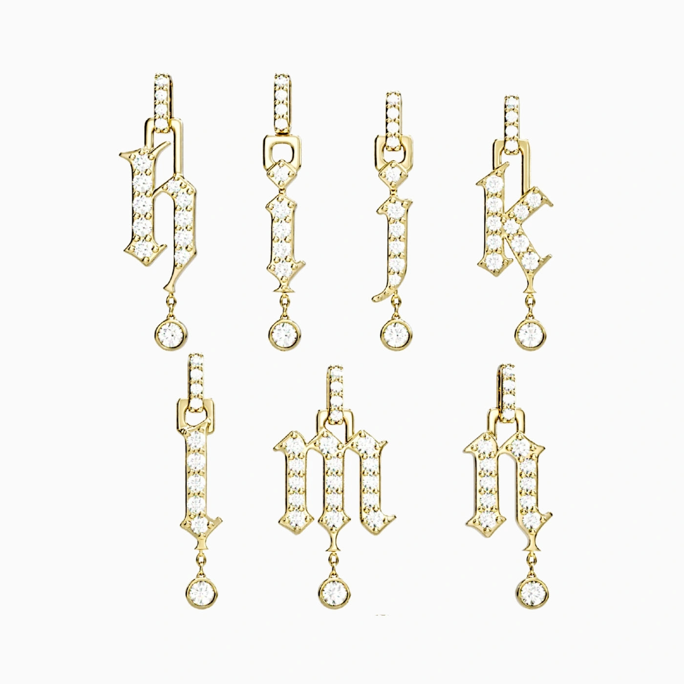 gold and diamond initial necklace in yellow gold with diamond bail