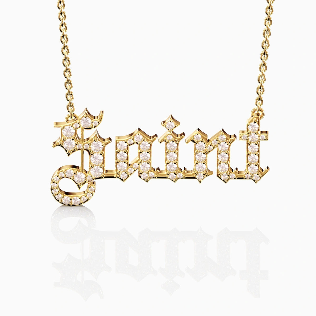 gold name necklace with diamonds