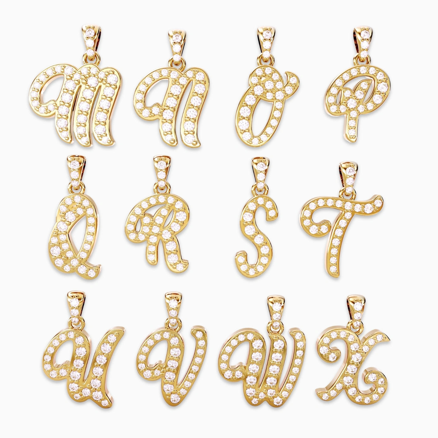 diamond letter pendant yellow gold