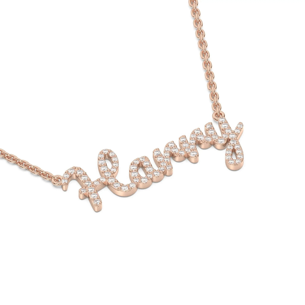 14k solid gold diamond name necklace