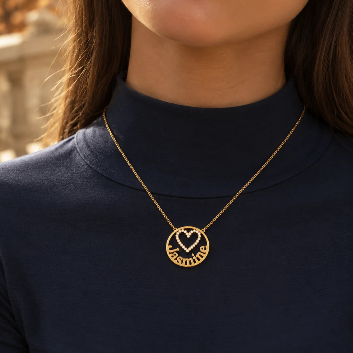 Halo Heart Name Necklace