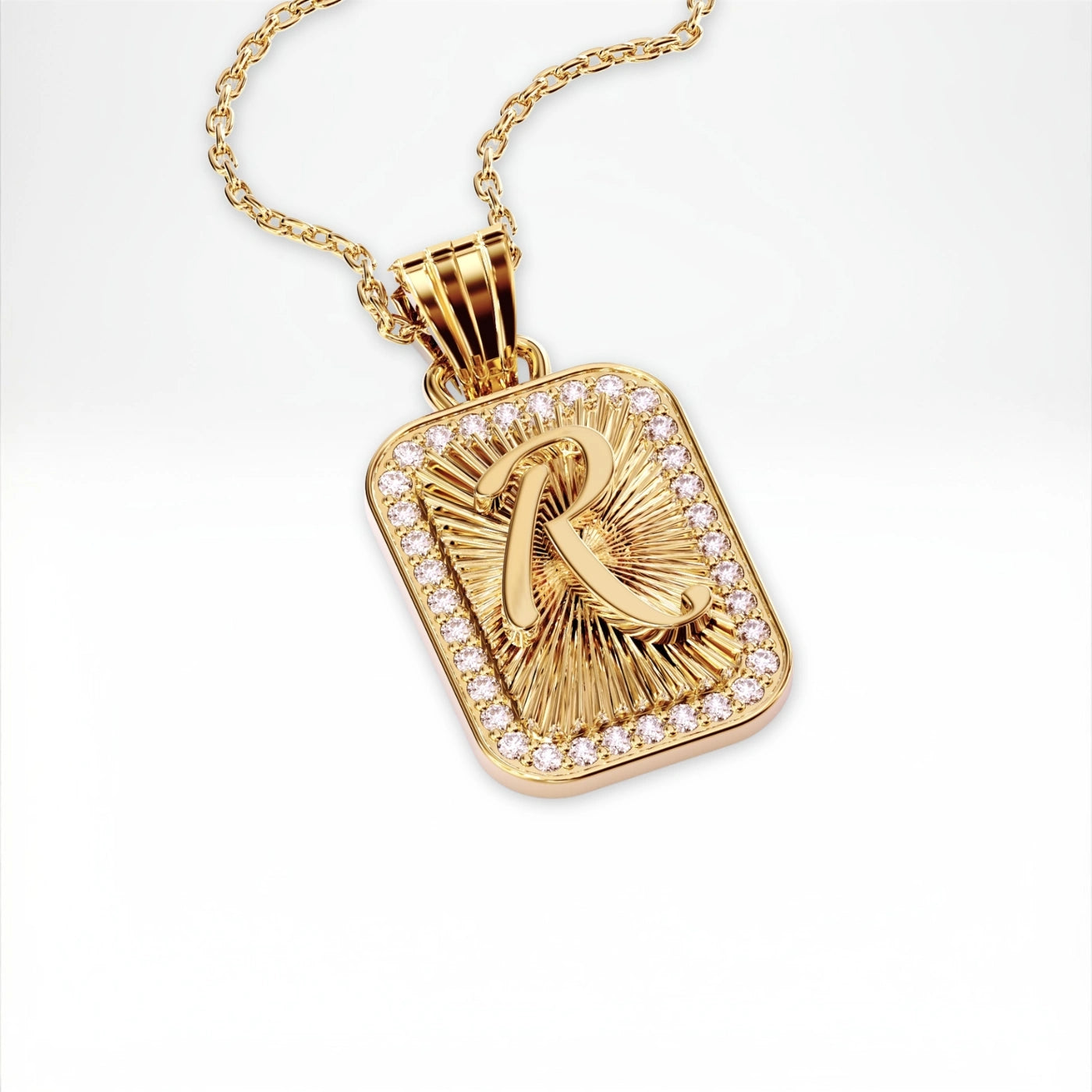 initial pendant necklace with diamond frame