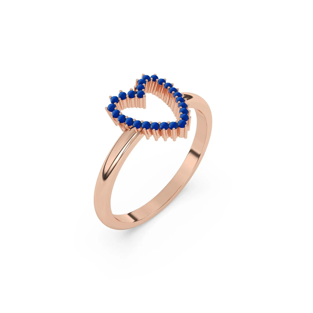 heart ring handmade with lapis lazuli set in 14k solid gold