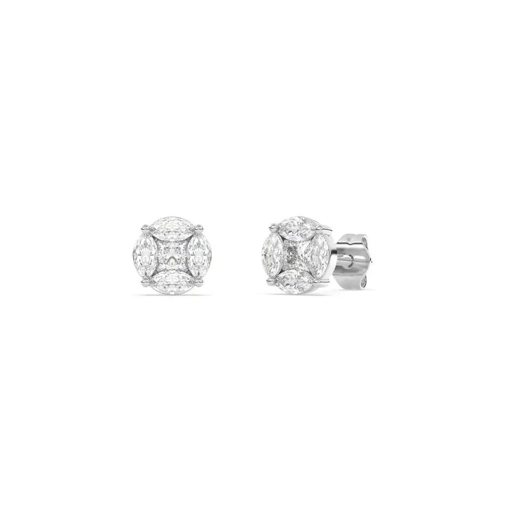 diamond stud earrings in 14k solid white gold