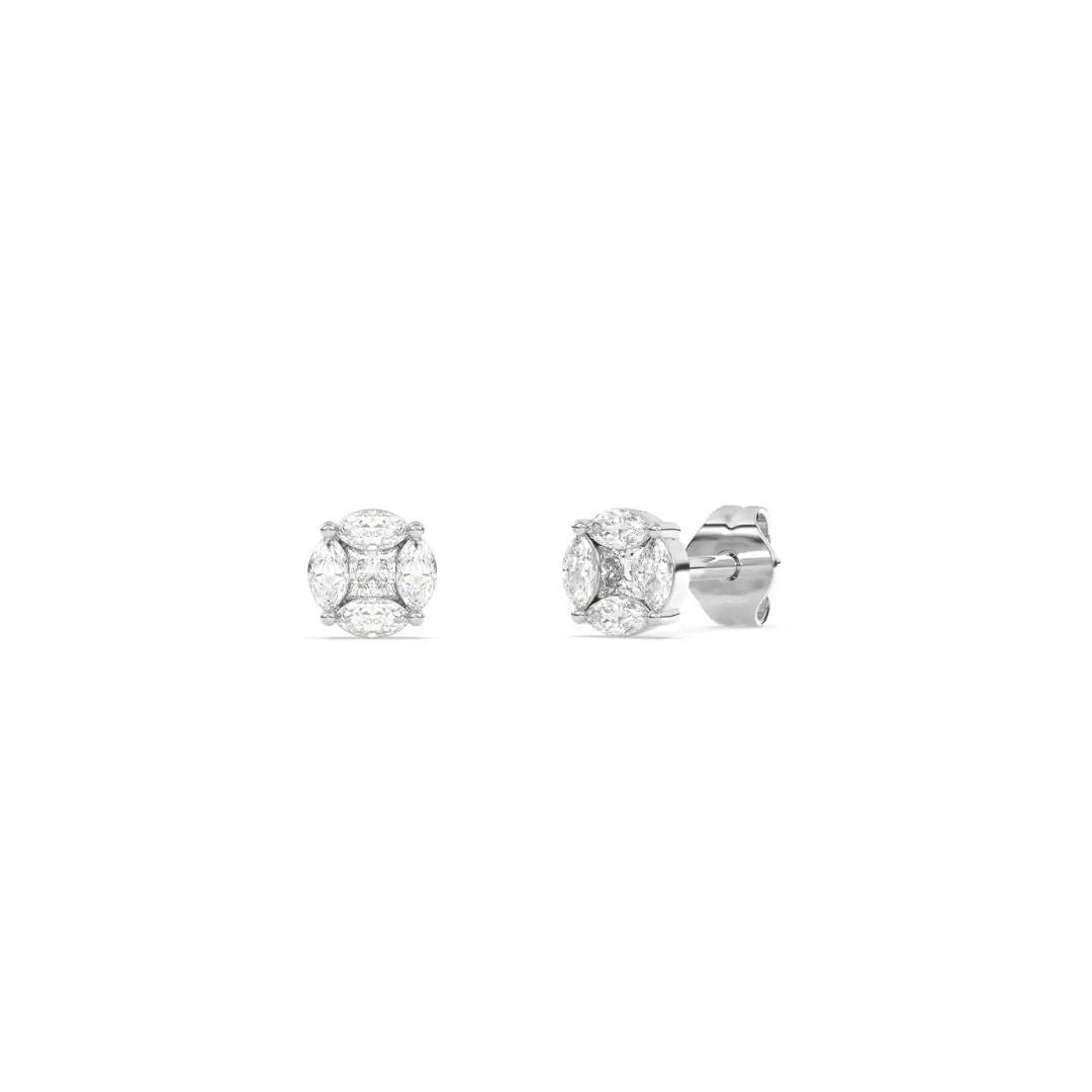 diamond stud earrings in 14k solid white gold