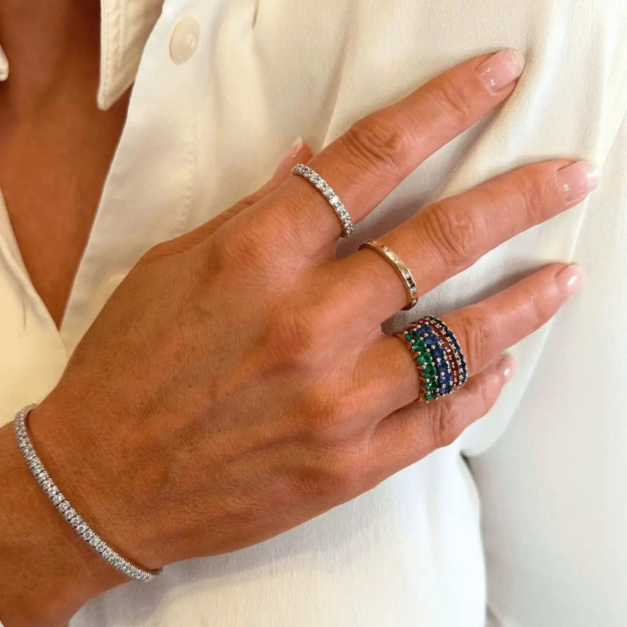 stacking rings styled colourful rings stacked