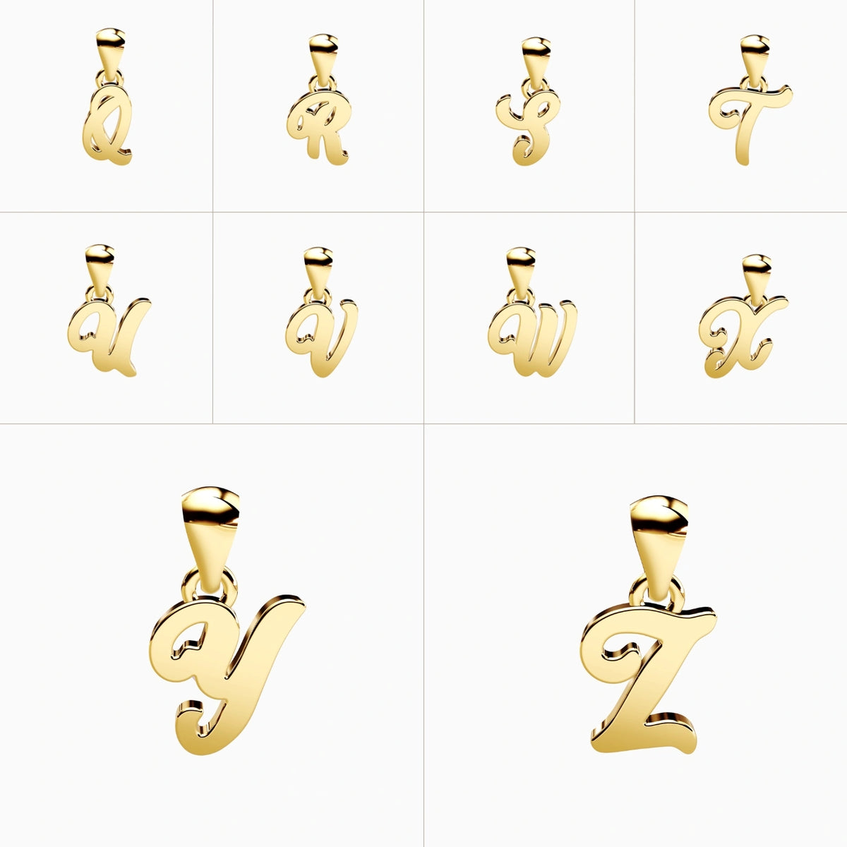 letter necklace yellow gold alphabet
