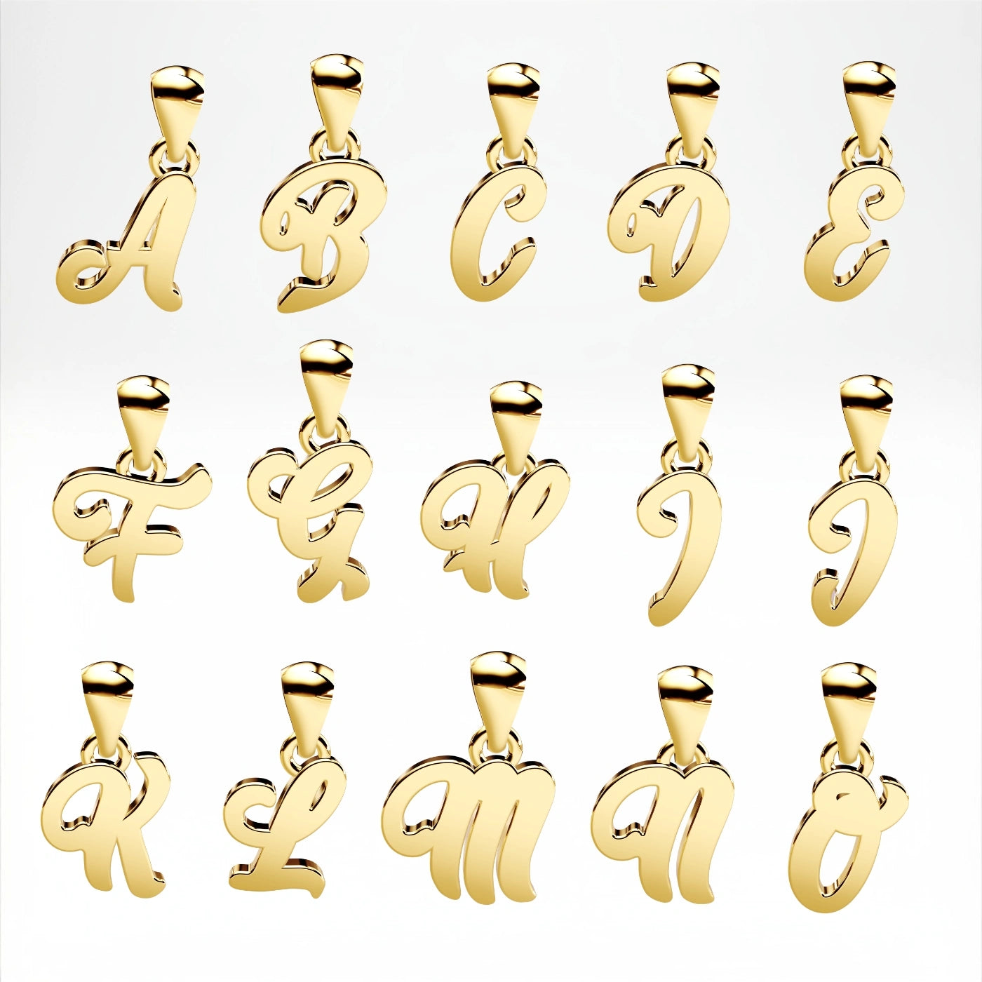 letter necklace yellow gold alphabet