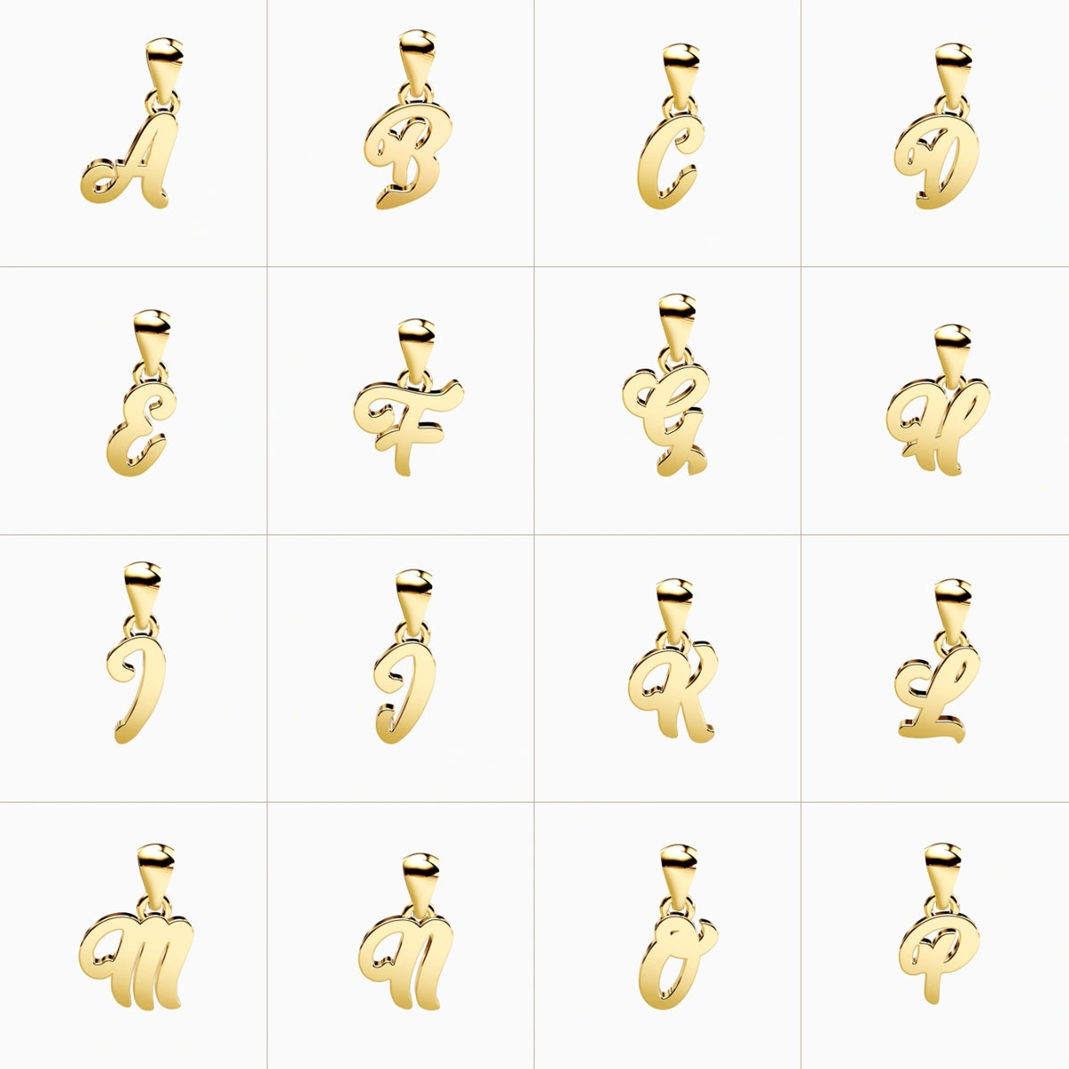 letter necklace yellow gold alphabet