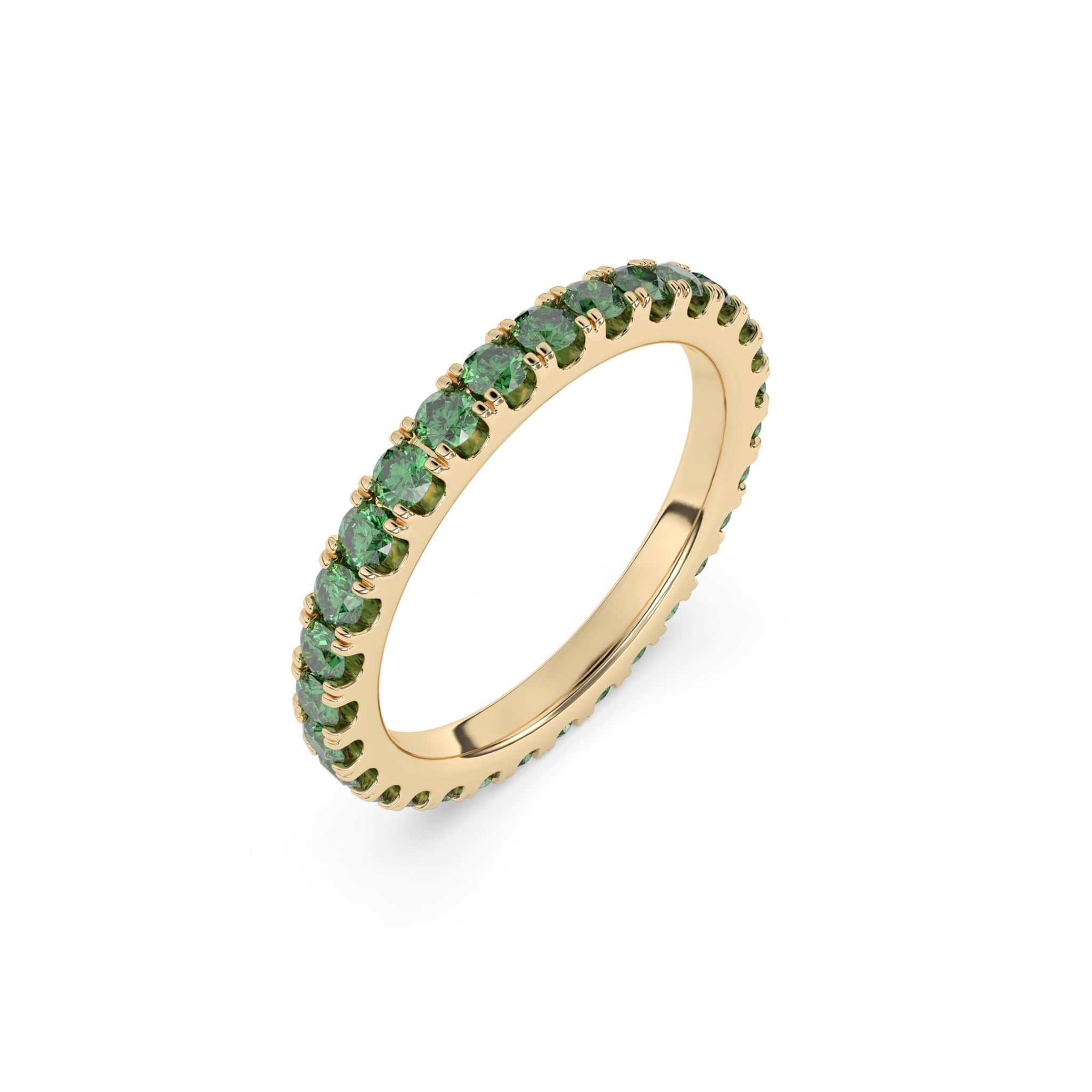 emerald stacking ring or eternity ring in 14k yellow gold