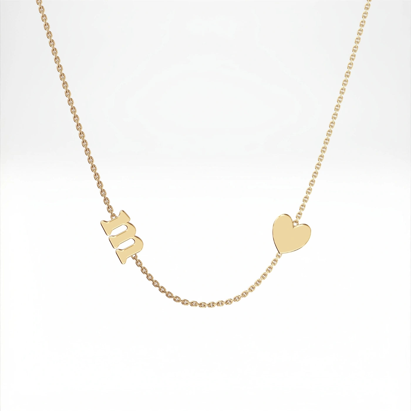 necklace with initials solid yellow gold