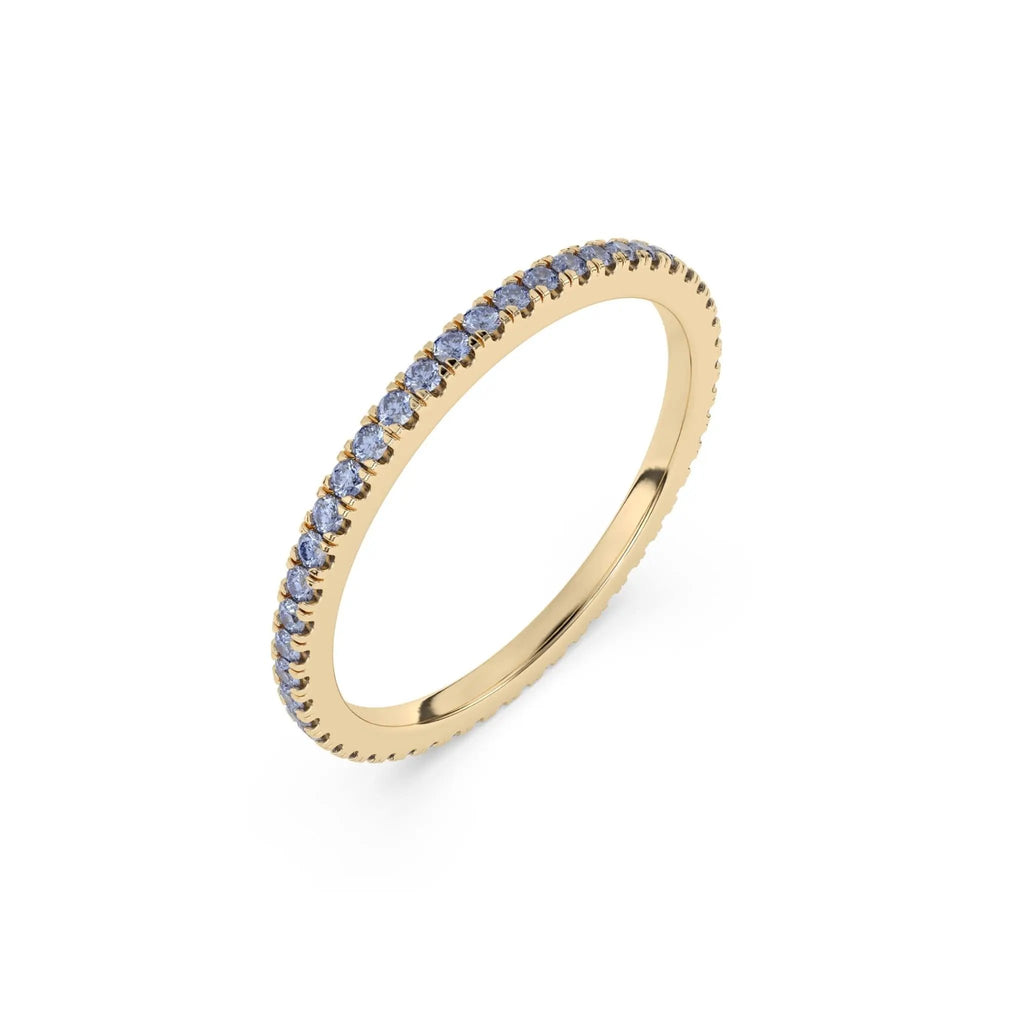 stacking ring handmade with blue ceylon sapphires set in 14k solid gold