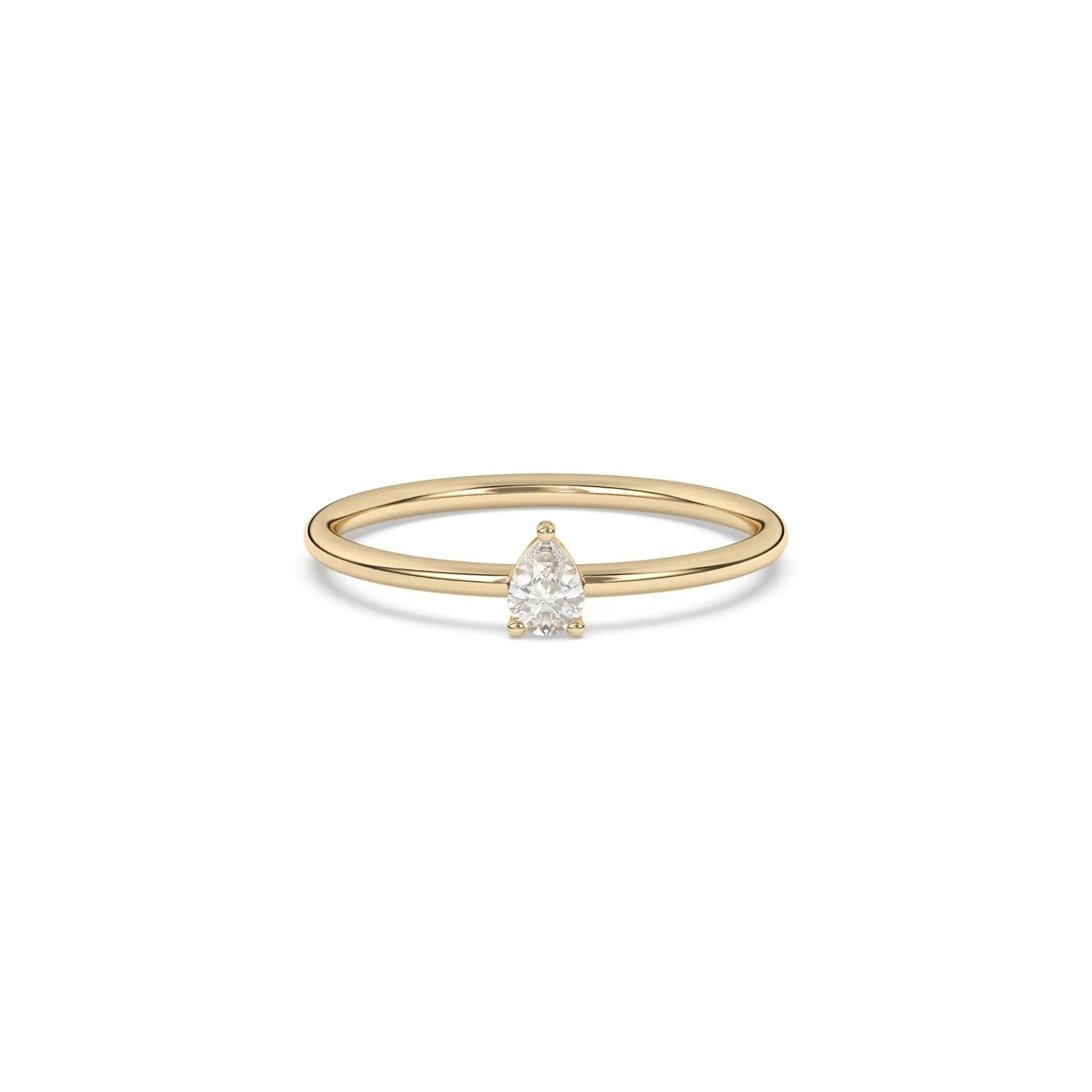 pear cut diamond ring handmade in 14k solid gold