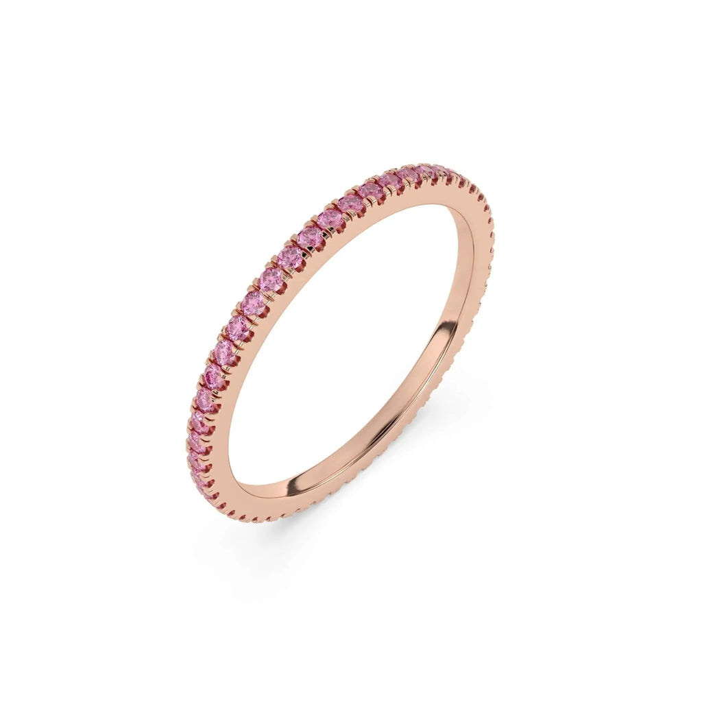 Pink sapphire stacking ring in rose gold 